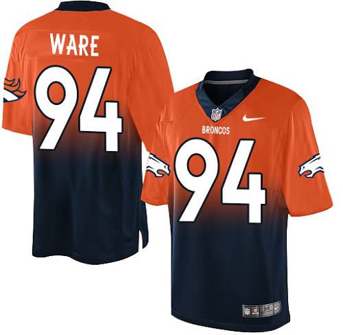 Men's Elite DeMarcus Ware Nike Jersey Orange/Navy - #94 Fadeaway NFL Denver Broncos